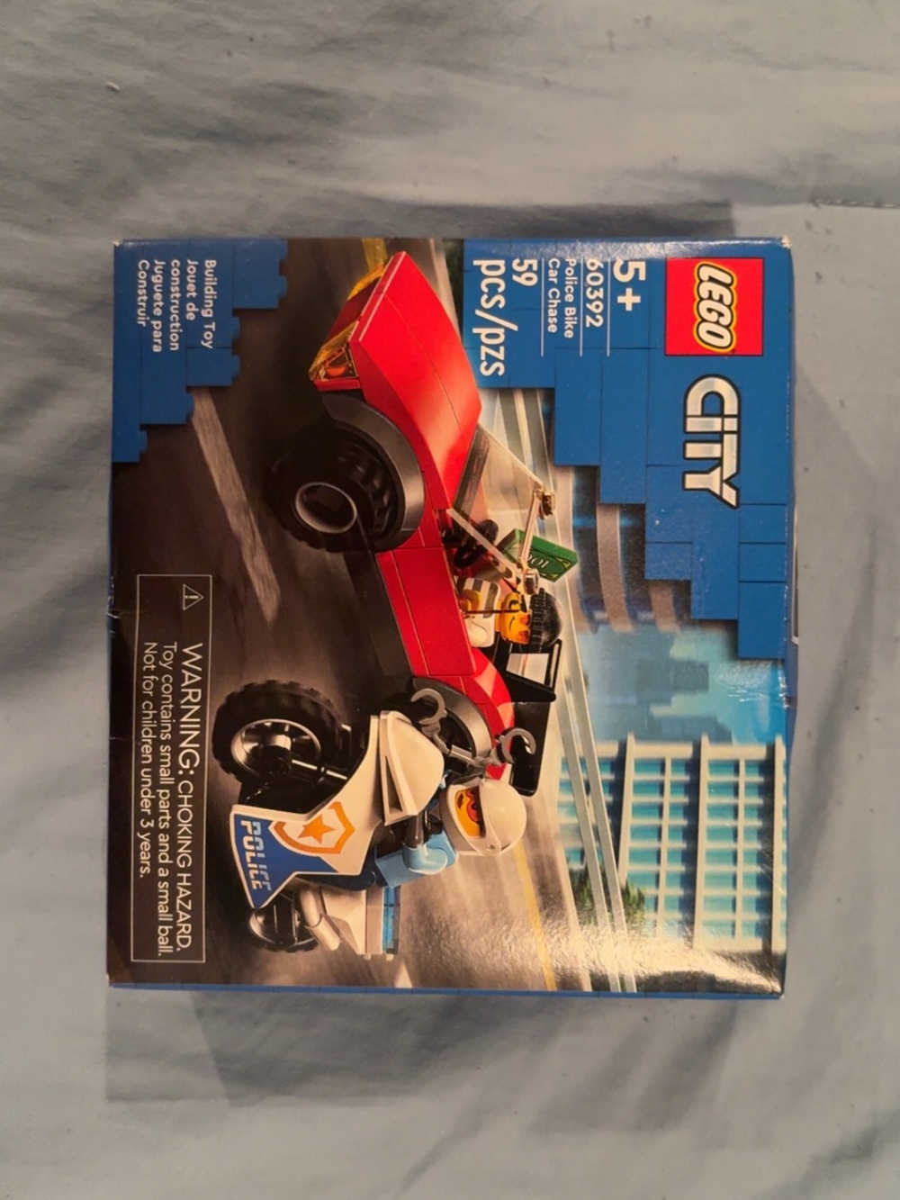 Lego City Red Sports Car with White Police Motorcycle